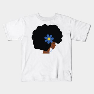 Big Curly Afro With Flower Kids T-Shirt